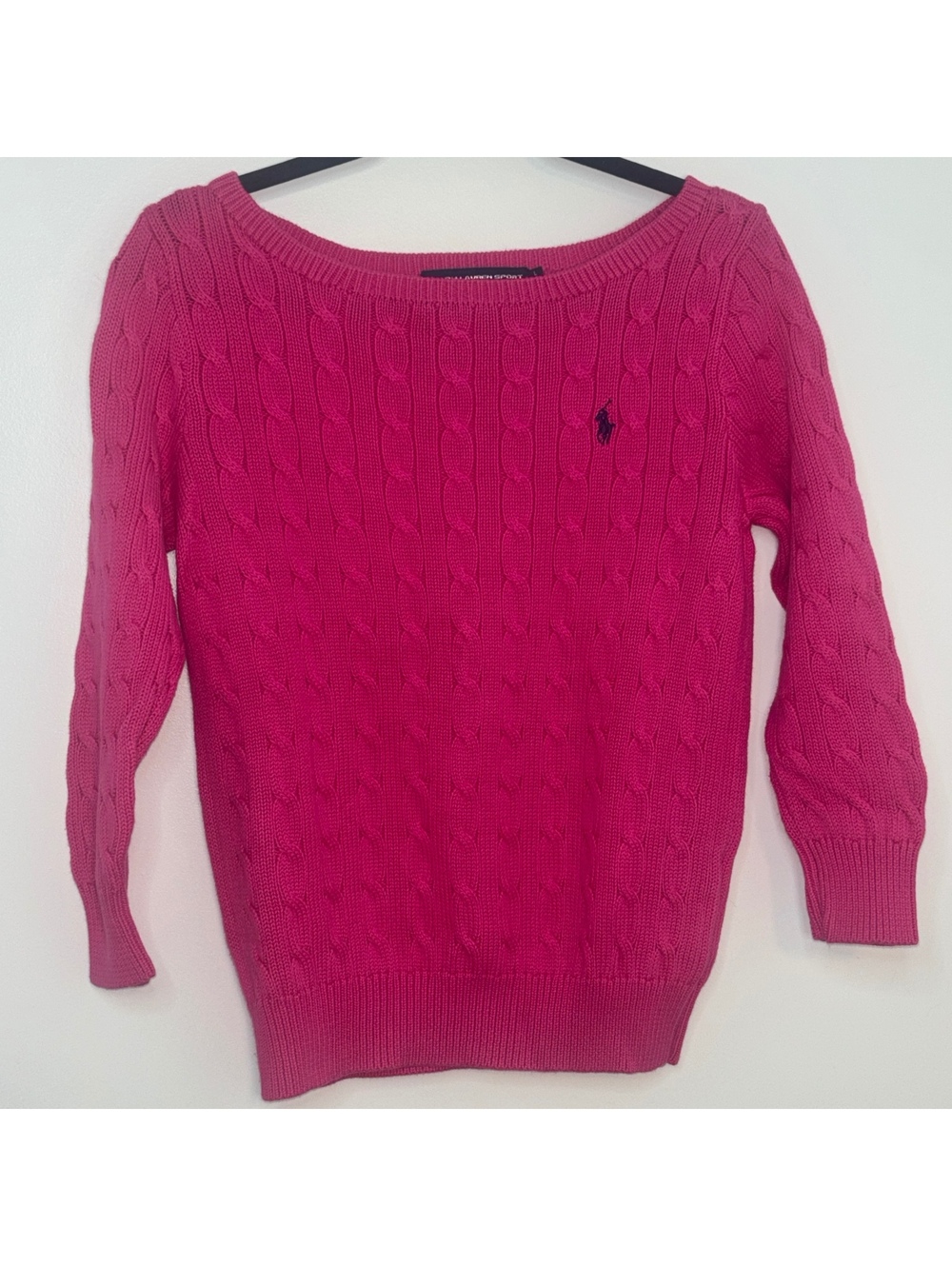Polo Ralph Lauren cable knit 3/4 sleeve crew neck sweater size large